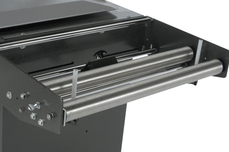 Heavy duty film cradle allows for quick and easy adjustment and changeover.