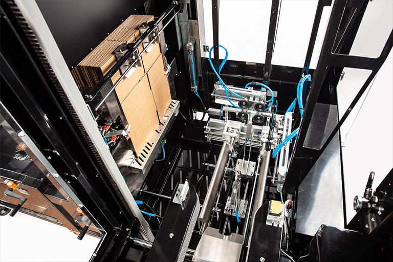 The case drop down area releases only the leading case in preparation to transition from flat to open.